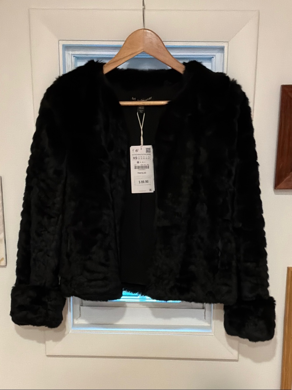 Zara Black Plush Faux Fur Teddy Jacket